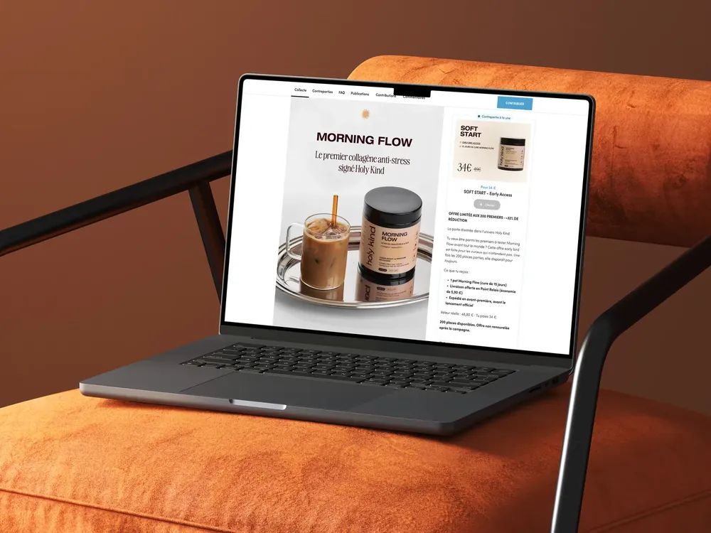 Page Ulule Morning Flow sur un ordinateur